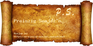 Preiszig Semjén névjegykártya